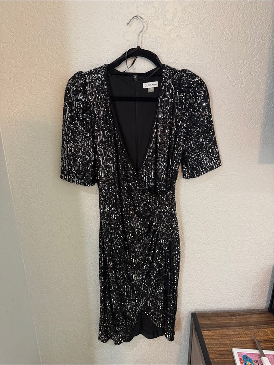 Calvin Klein Dresses & Skirts - Calvin Klein Black Sequin Deep V Cocktail Dress